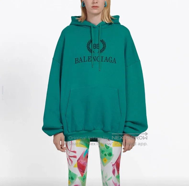 Balenciaga Balenciaga Teal Green Wheat Logo Hoodie Size US S / EU 44-46 / 1 - 8 Thumbnail