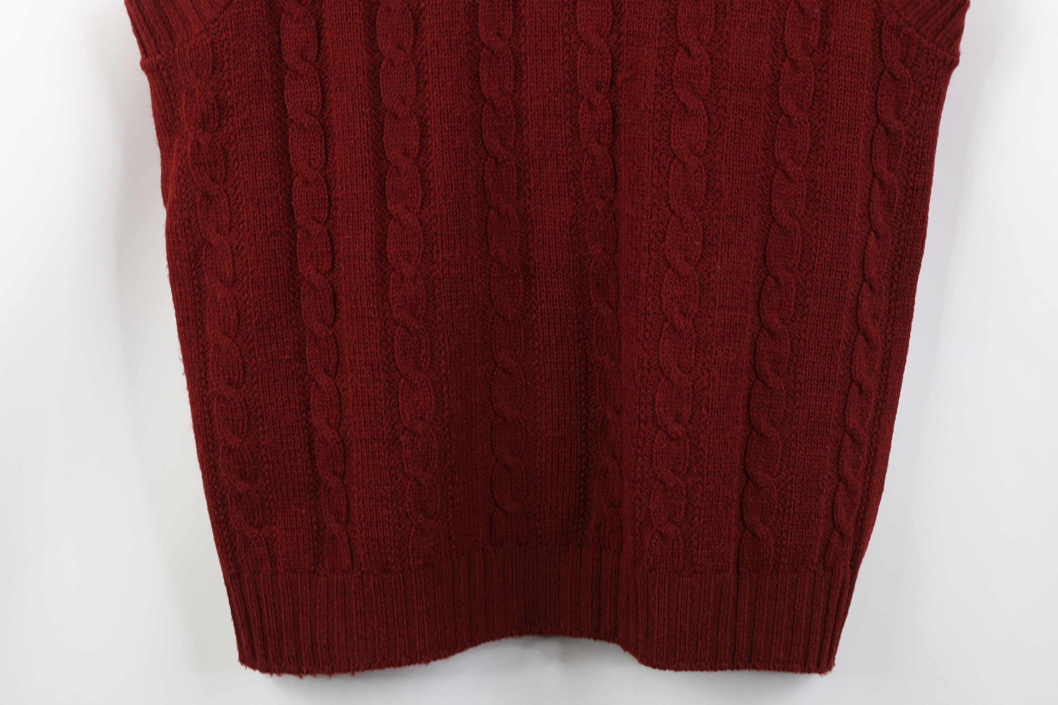 Vintage Vintage 70s Streetwear Cable Knit Sweater Vest Red USA Size US L / EU 52-54 / 3 - 3 Thumbnail