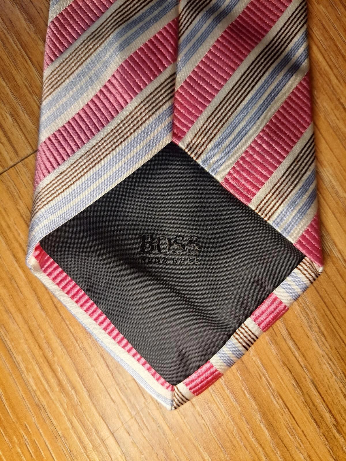 Hugo Boss Hugo Boss 100% Silk Tie Mens Striped Pink Necktie Size ONE SIZE - 5 Thumbnail