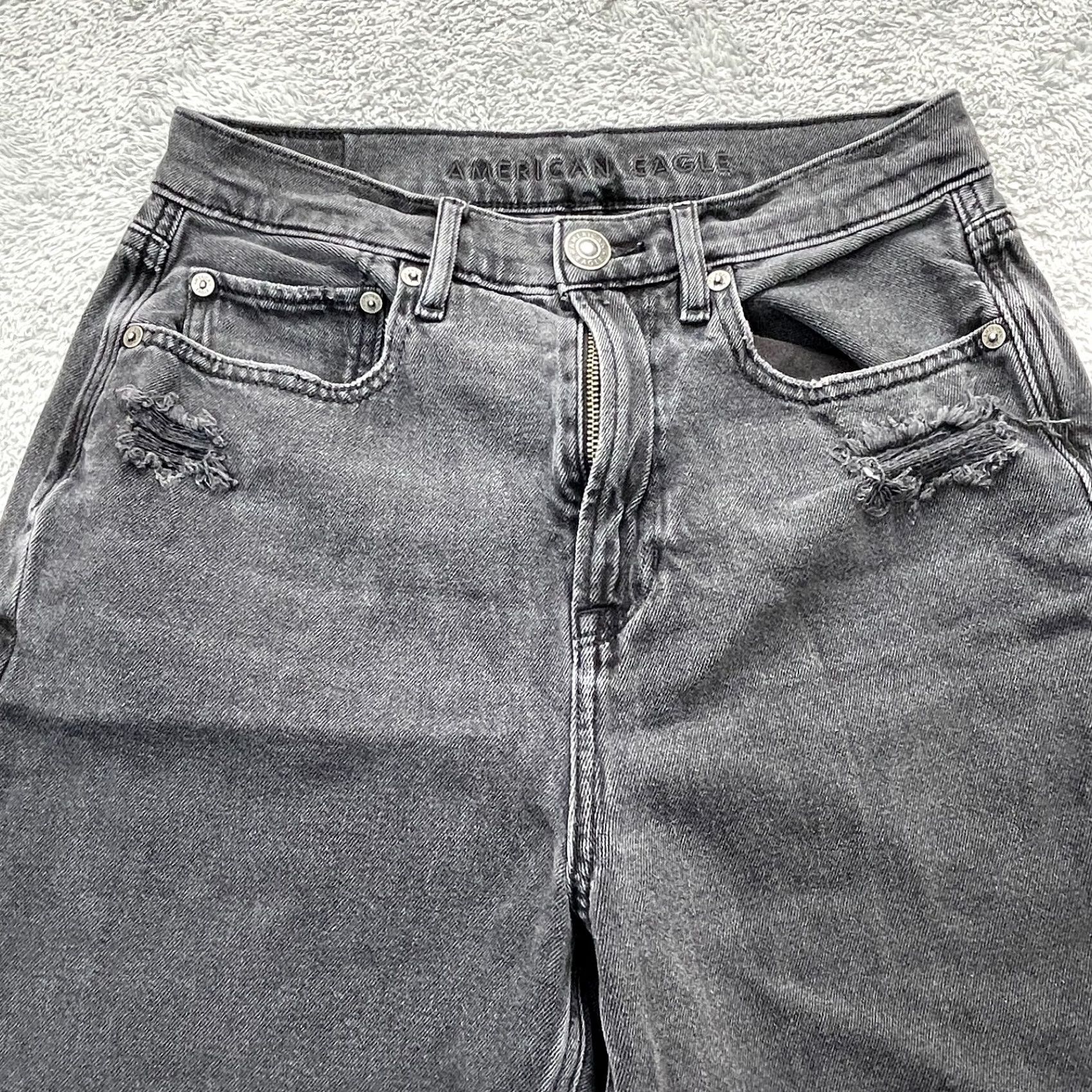 American Eagle Outfitters American Eagle Outfitters Womens Jeans 8 Gray Straight Leg Distressed Denim Size 28" / US 6 / IT 42 - 5 Thumbnail