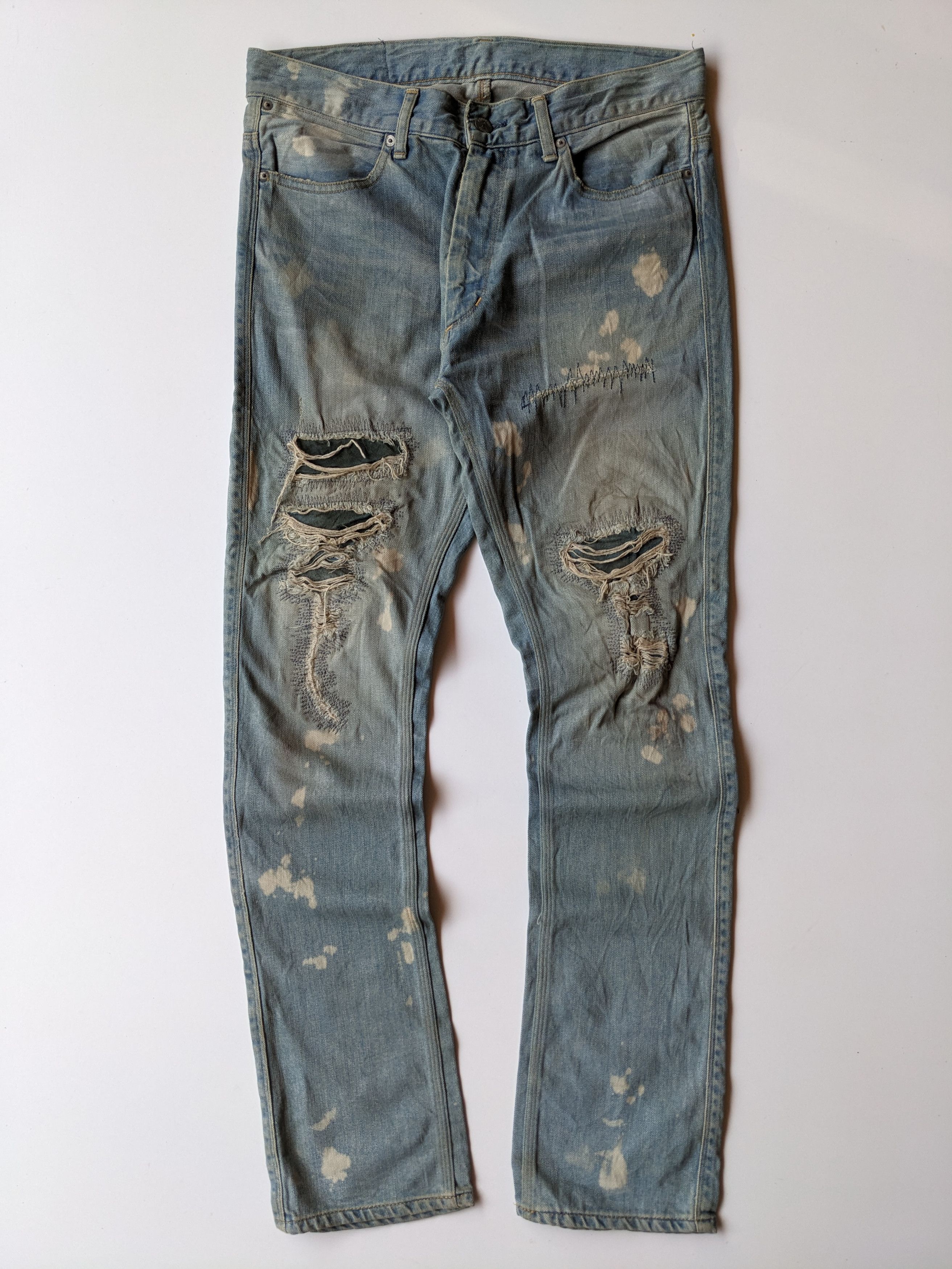 If Six Was Nine × Japanese Brand Acanthus ripped destroy straight jeans Size US 33 - 1 Thumbnail