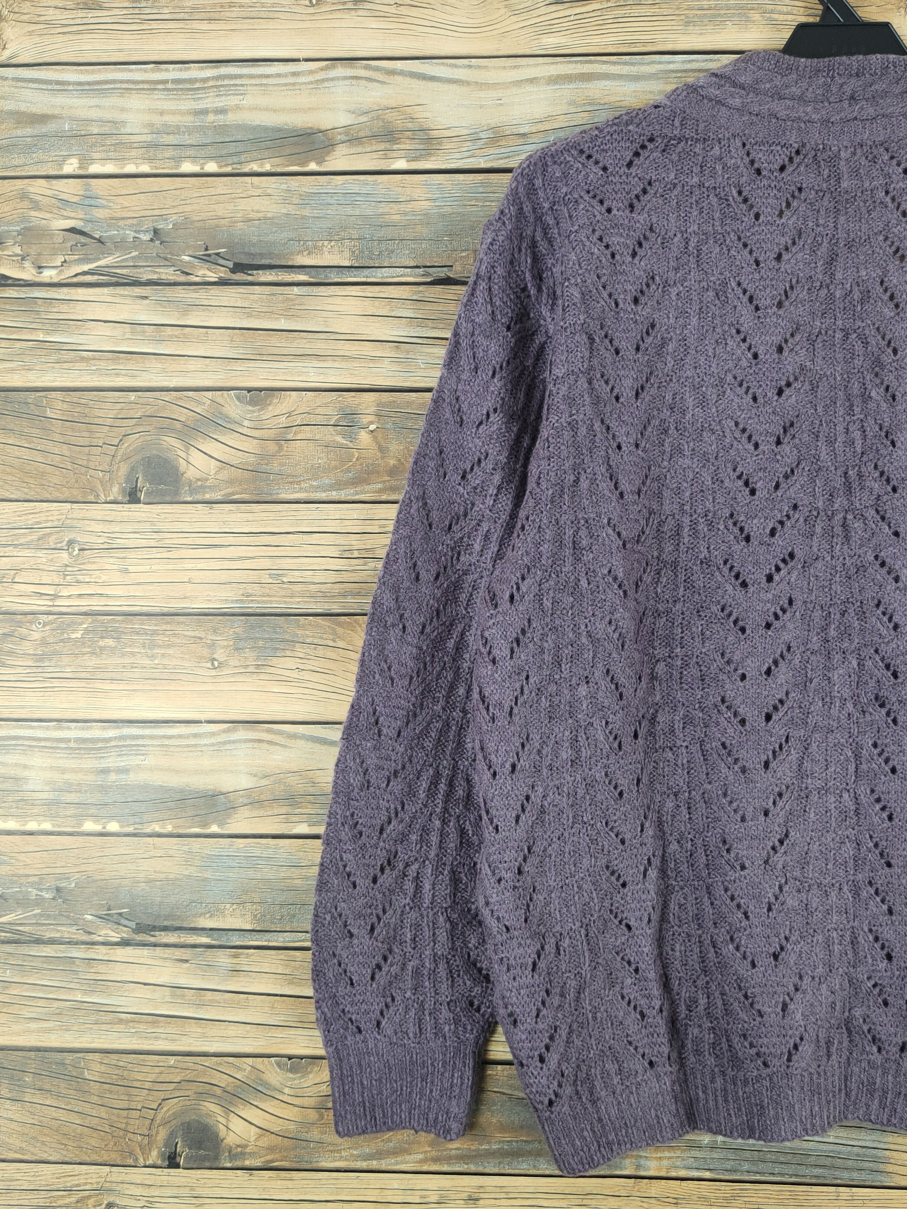 Japanese Brand Japan crochet vintage Purple Knitwear Cardigan #W1096 Size US L / EU 52-54 / 3 - 8 Thumbnail