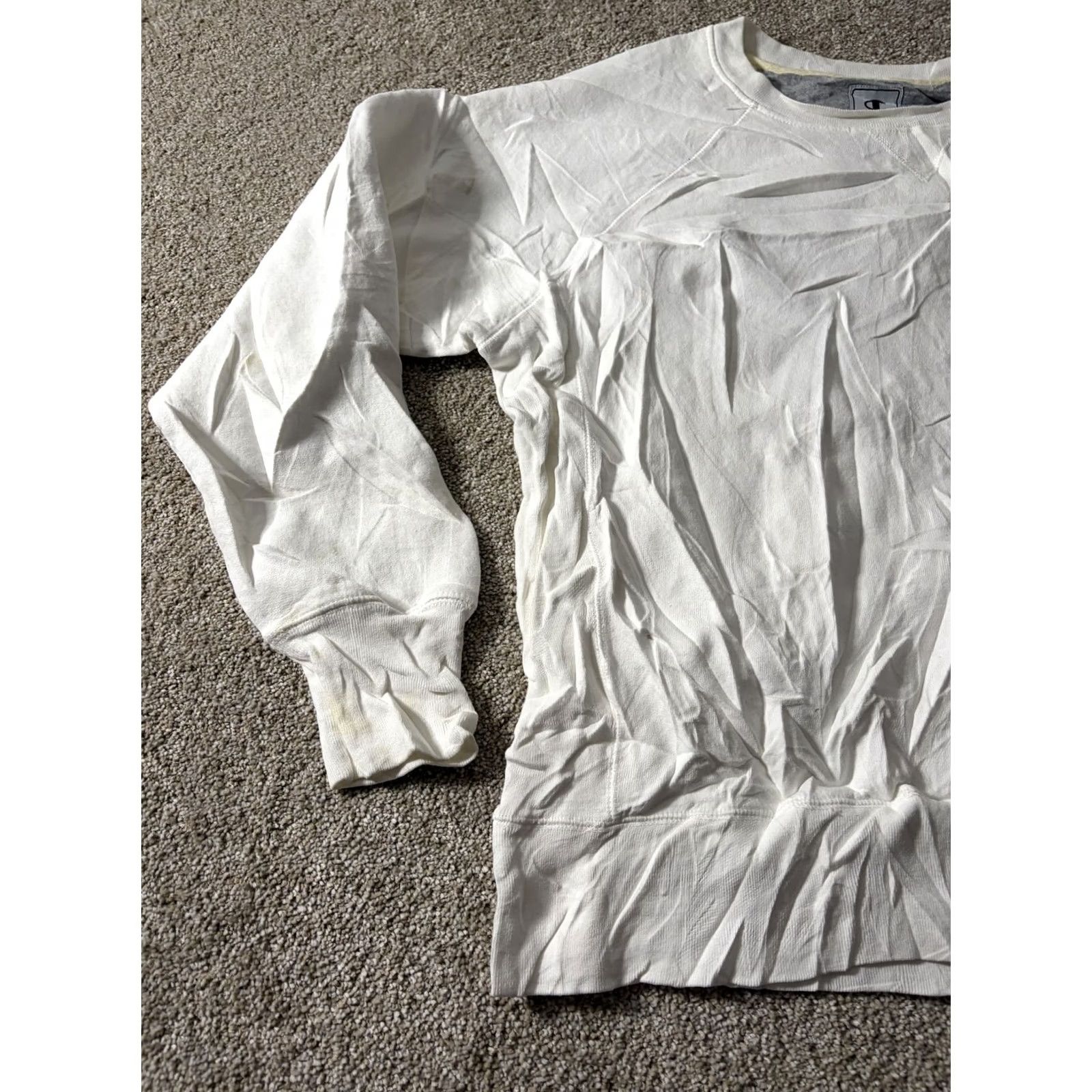 Champion Champion Shirt Mens L White Sweatshirt Fleece Pullover Crewneck Solid Casual Size US L / EU 52-54 / 3 - 2 Thumbnail