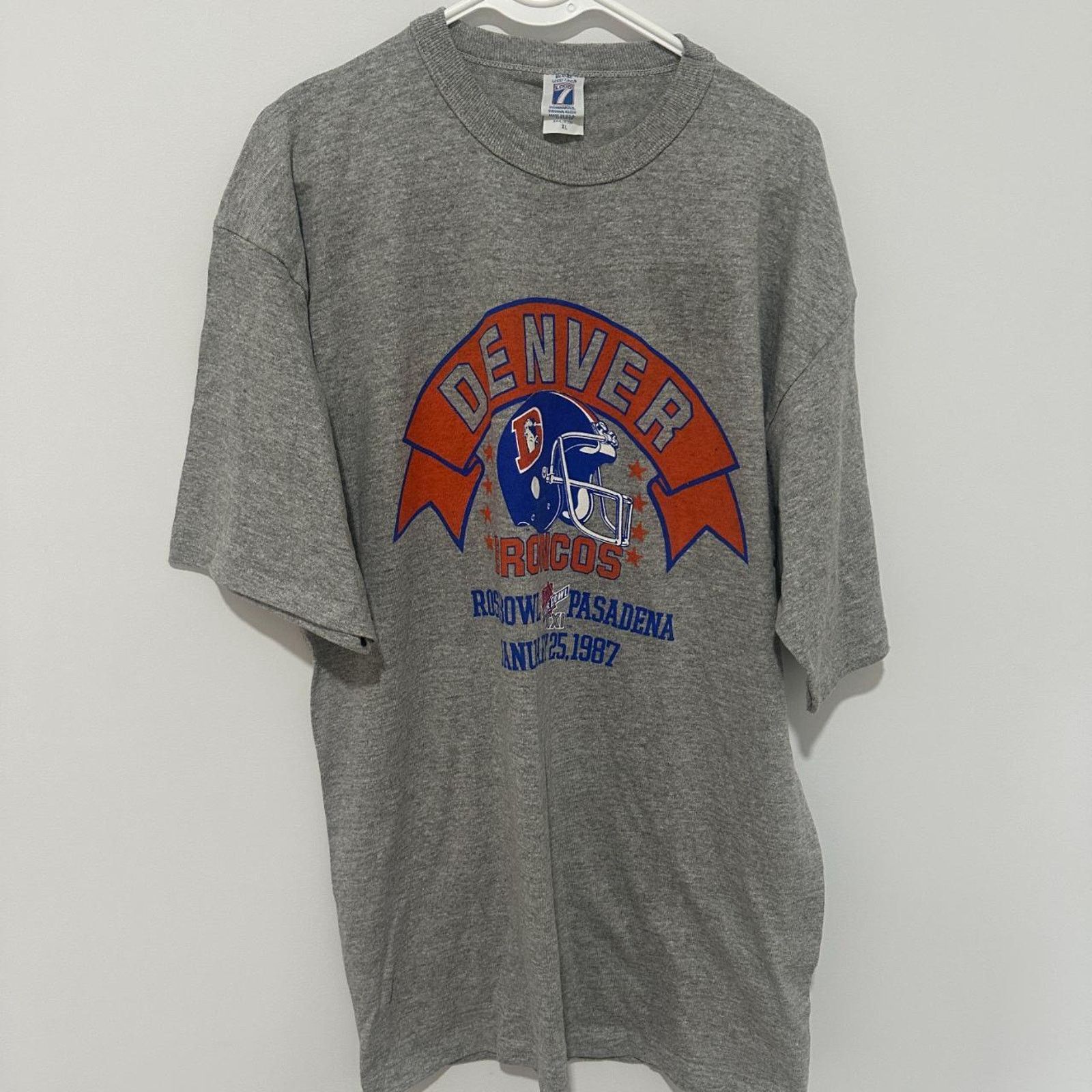 Logo 7 × NFL × Vintage Vintage 1987 Denver Broncos Super Bowl T-Shirt - XL Size US XL / EU 56 / 4 - 1 Thumbnail