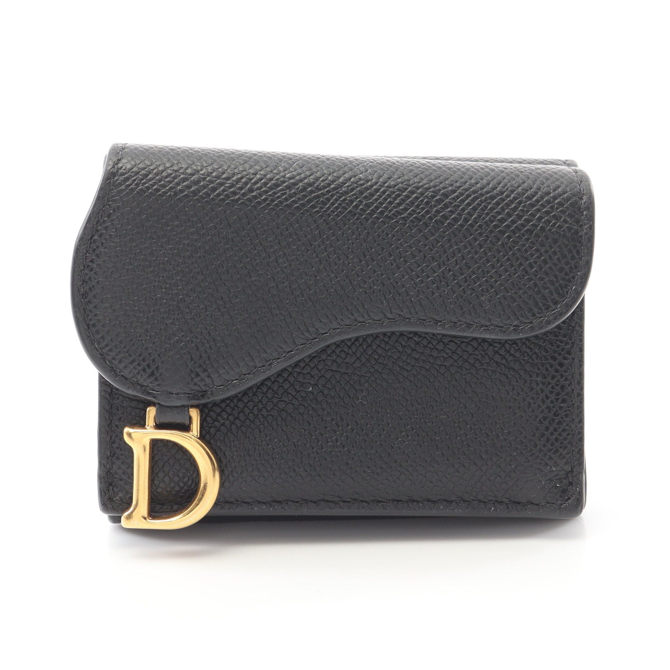 Dior Dior Saddle Compact Wallet Trifold Leather Black Size ONE SIZE - 1 Thumbnail