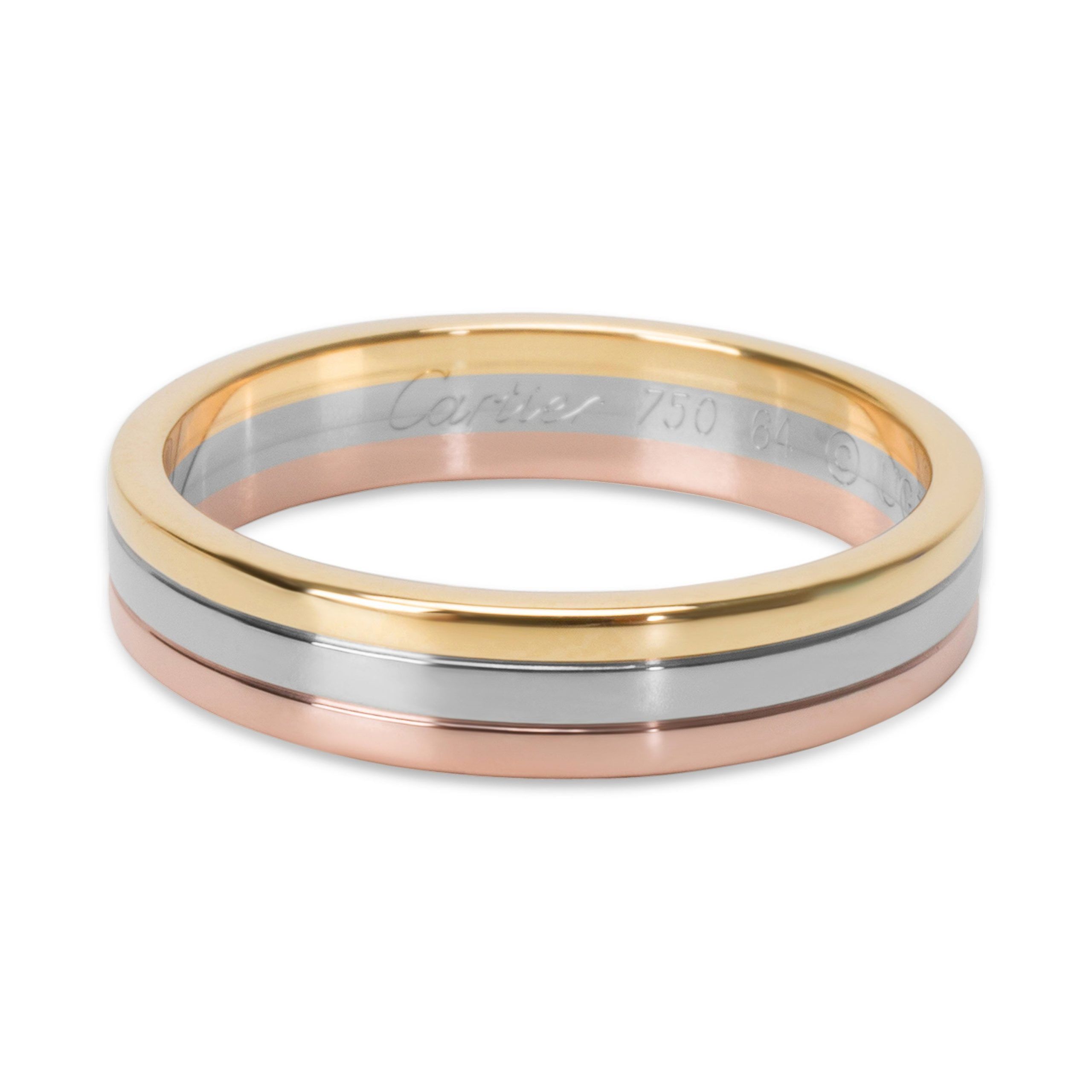 image of Cartier Trinity 4.8 Mm Wedding Band In 18Kt Tri Colored Gold, Women's