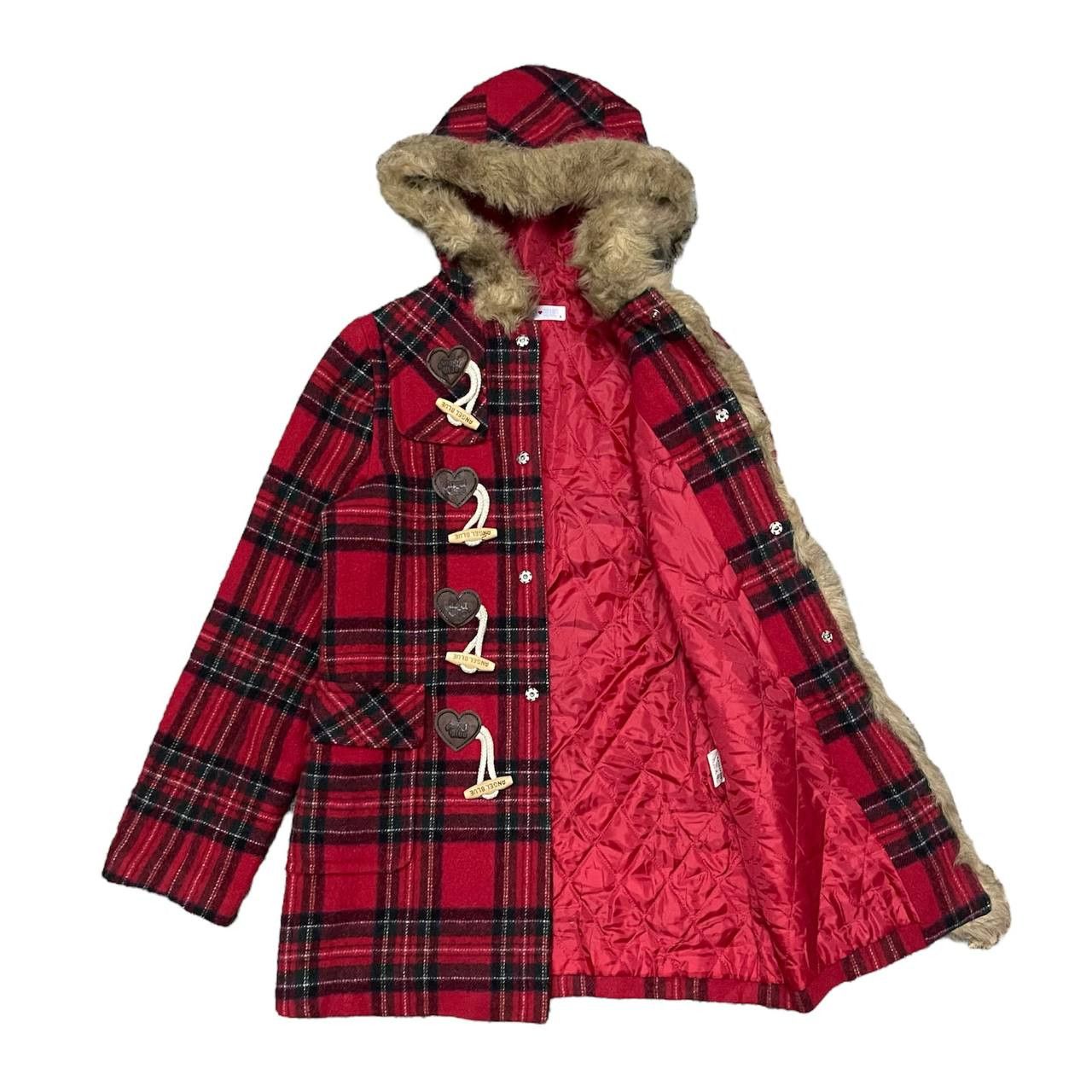 Angel Blue Vintage Angel Blue Plaid Duffle Wool Fur Hooded Coat Size US S / EU 44-46 / 1 - 7 Thumbnail