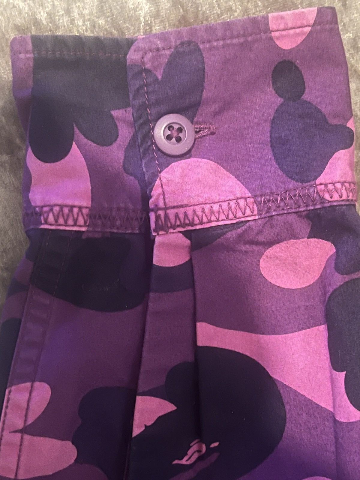Bape Rare BAPE A Bathing Ape Purple Camo Shark Button Shirt Size US XL / EU 56 / 4 - 23 Thumbnail