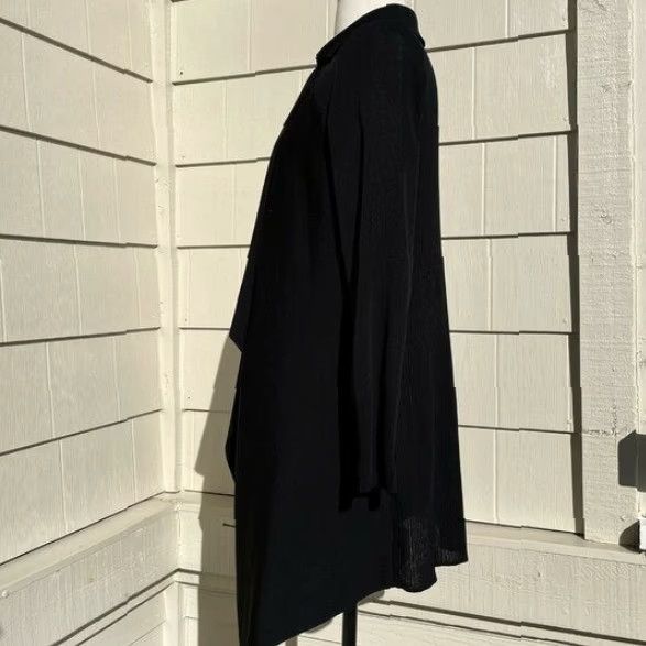 Vintage Misook Jacket Women S Black Waterfall Drape Open Front 100% Acrylic Ribbed Back Open Size S / US 4 / IT 40 - 4 Thumbnail