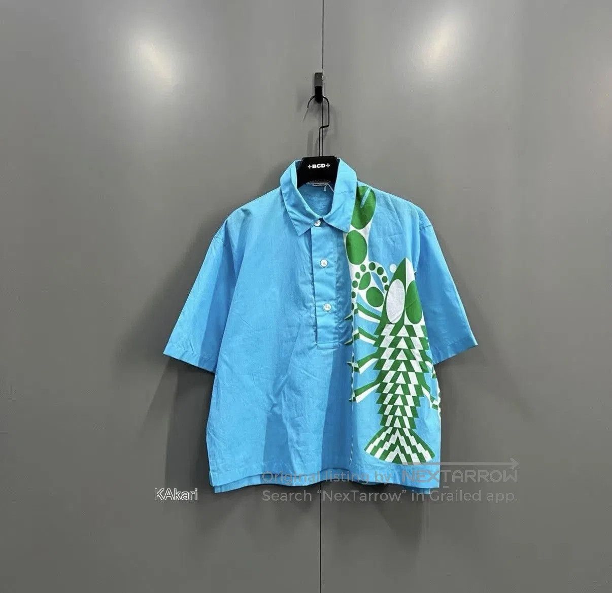Hermes Blue Short Sleeve Shirt with Green Lobster Print. Size US M / EU 48-50 / 2 - 1 Thumbnail