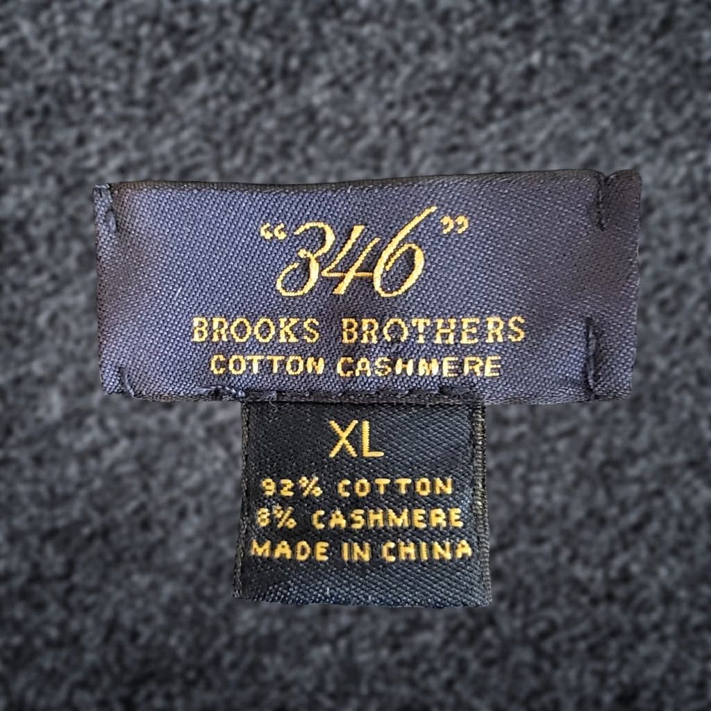 Brooks Brothers 346 Sweater Mens 1XL Blue Cotton Cashmere Pullover Window Pane, Men's