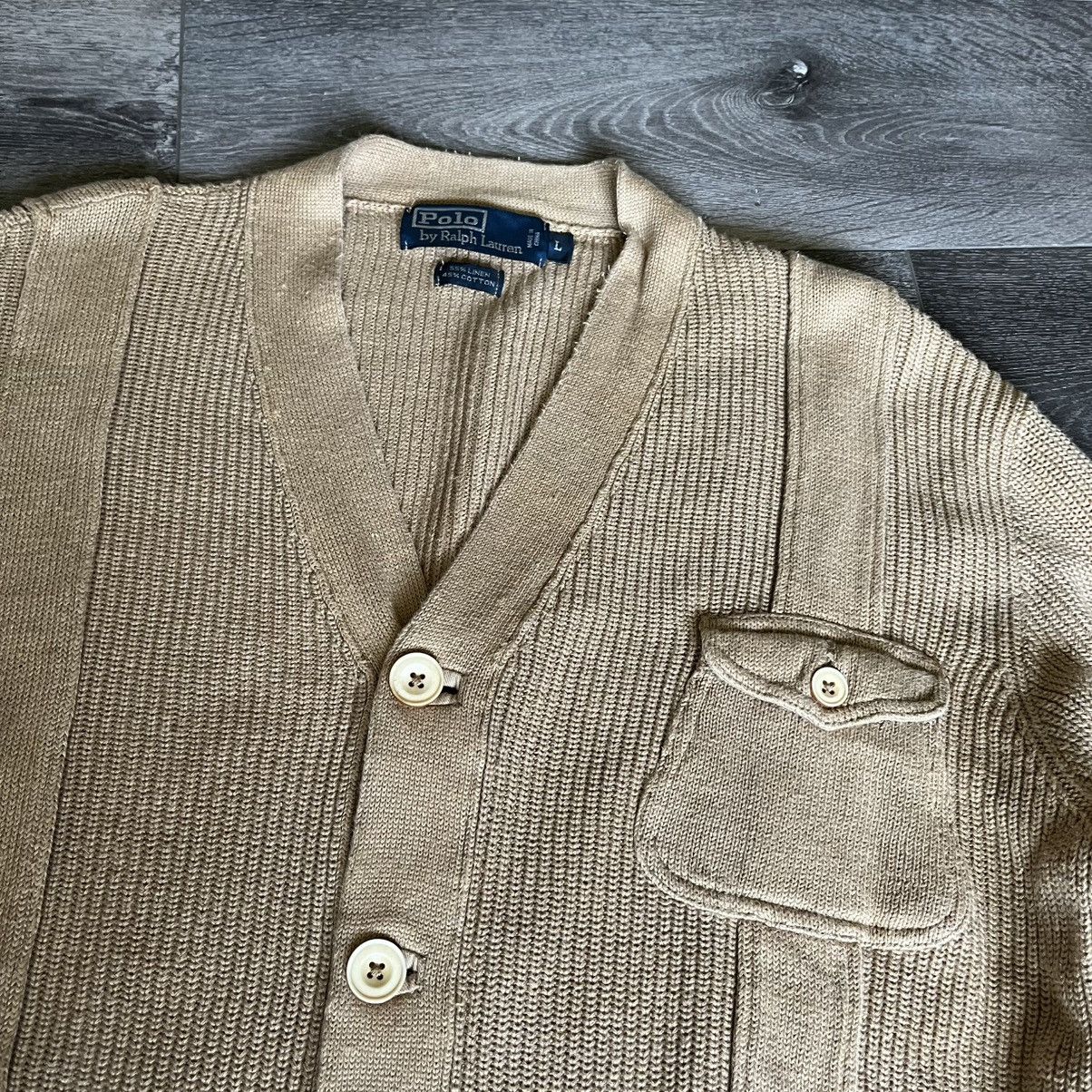 Polo Ralph Lauren Vintage 1990s Polo Ralph Lauren Cardigan Linen Sweater Camel Size US L / EU 52-54 / 3 - 4 Thumbnail