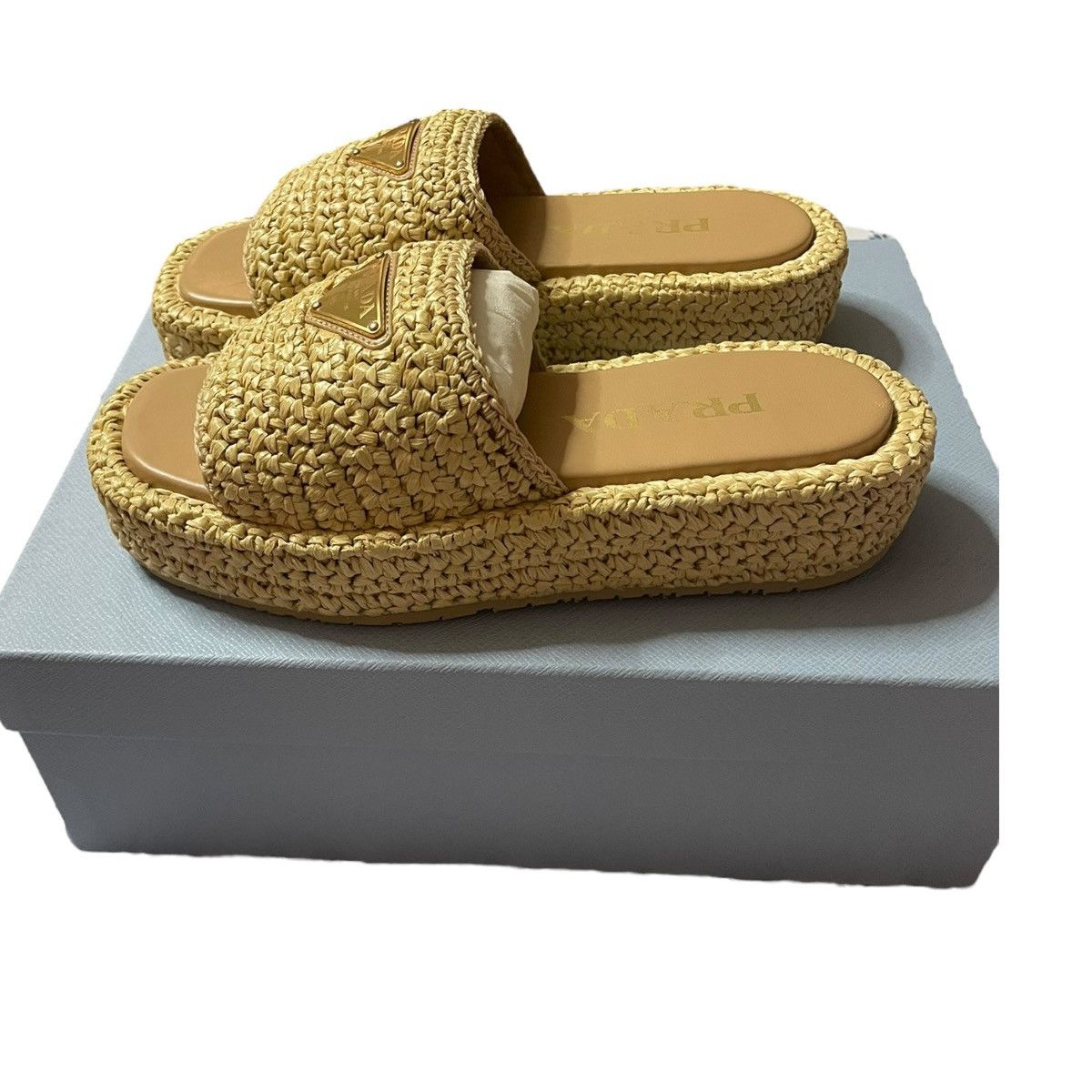 Prada Prada crochet platform sandals in raffia, size 36 Size US 6 / IT 36 - 2 Thumbnail