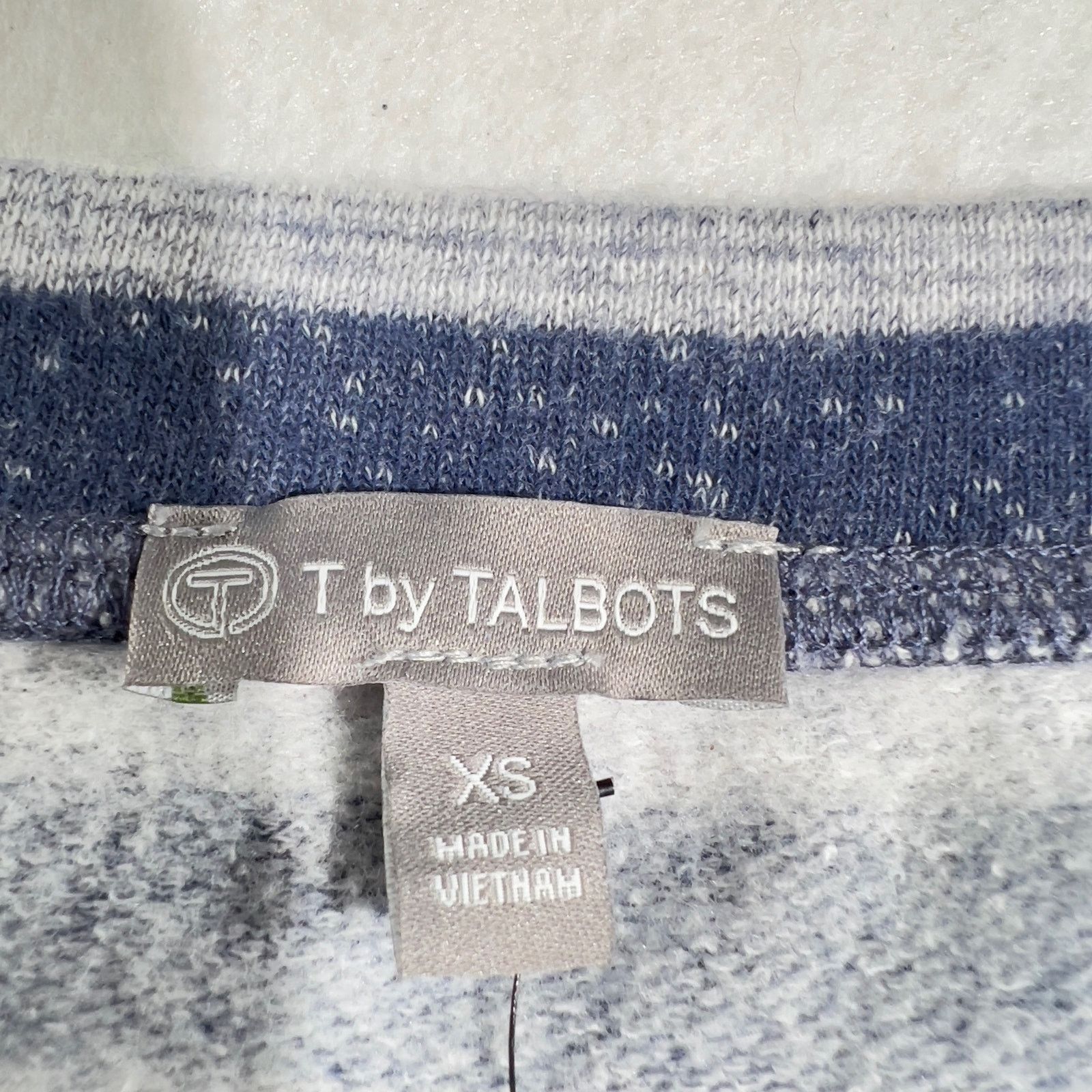 Robert Talbott T by Talbots Sweater Woman XS Boat Neck Blue Grey Stripe Size XS / US 0-2 / IT 36-38 - 3 Thumbnail