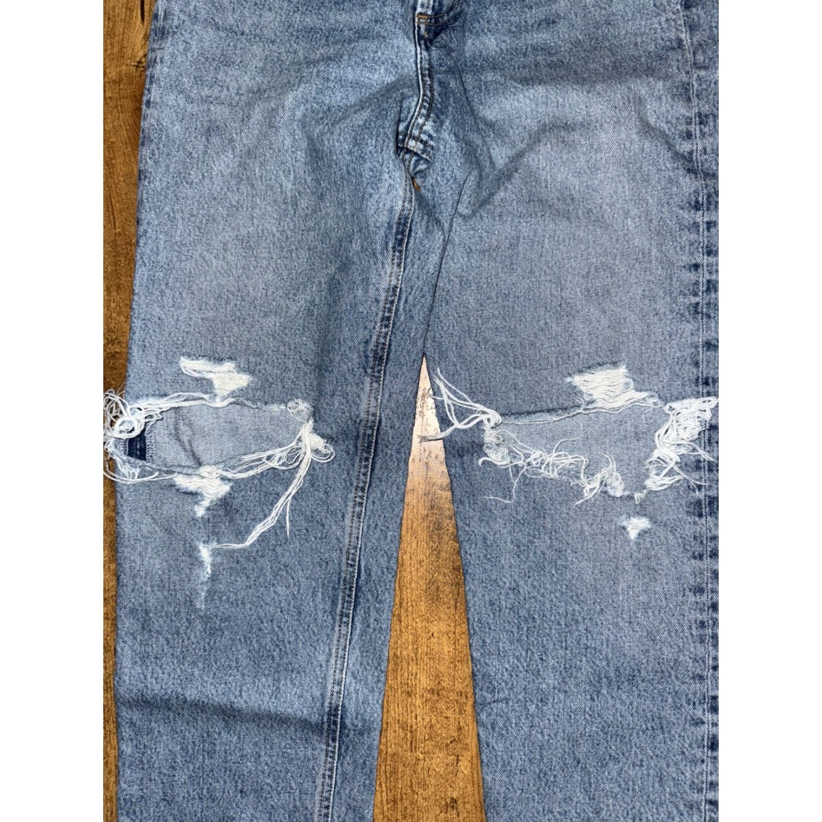 Agolde Agolde Jeans Women’s 25x27 Blue Distressed Denim Straight Leg Size 42" / US 20 - 2 Thumbnail