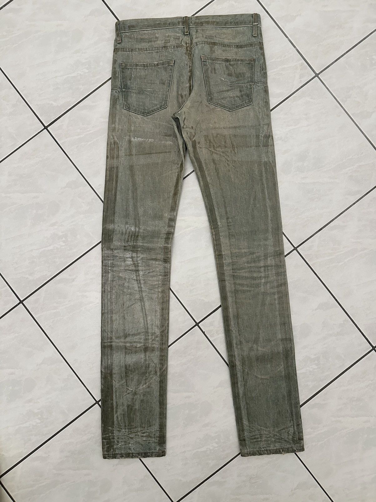 Dior Dior homme SS04 claire ice blue waxed jeans by hedi Size US 28 / EU 44 - 2 Thumbnail