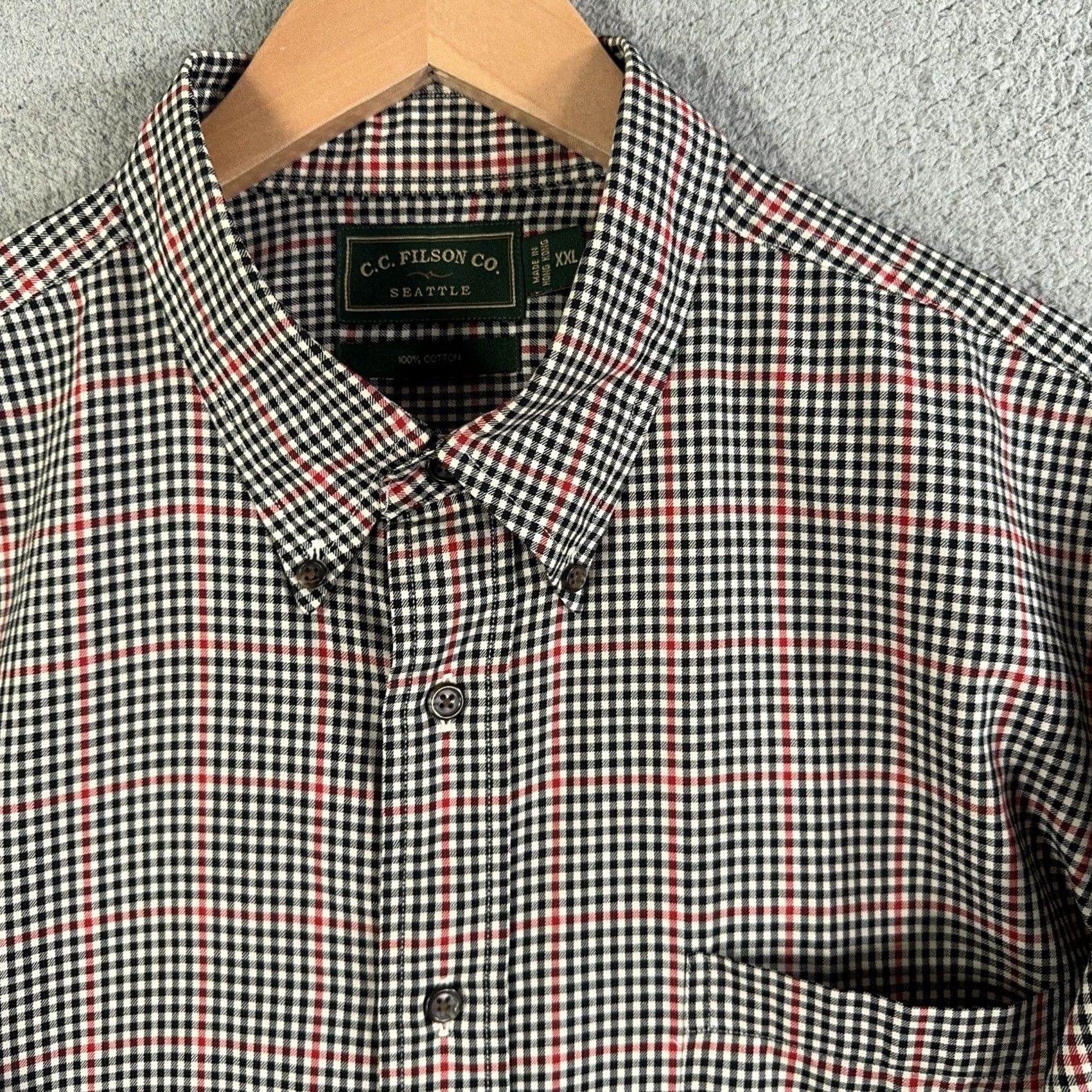 Filson VINTAGE Filson Shirt Mens 2XL Plaid Button-Up Long Sleeve Black Red Tartan Heritage Gun Club Check Mens Size US XXL / EU 58 / 5 - 2 Thumbnail