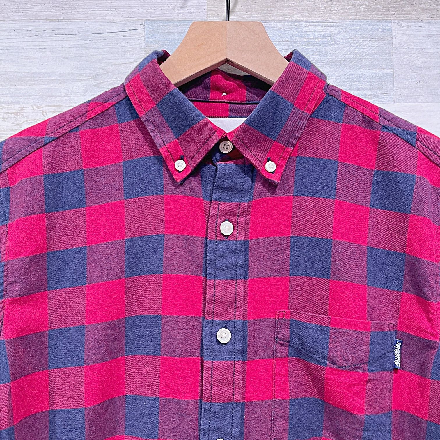 Chubbies Chubbies Plaid Check Flannel Shirt Red Blue Cotton Stretch S Size US S / EU 44-46 / 1 - 2 Thumbnail