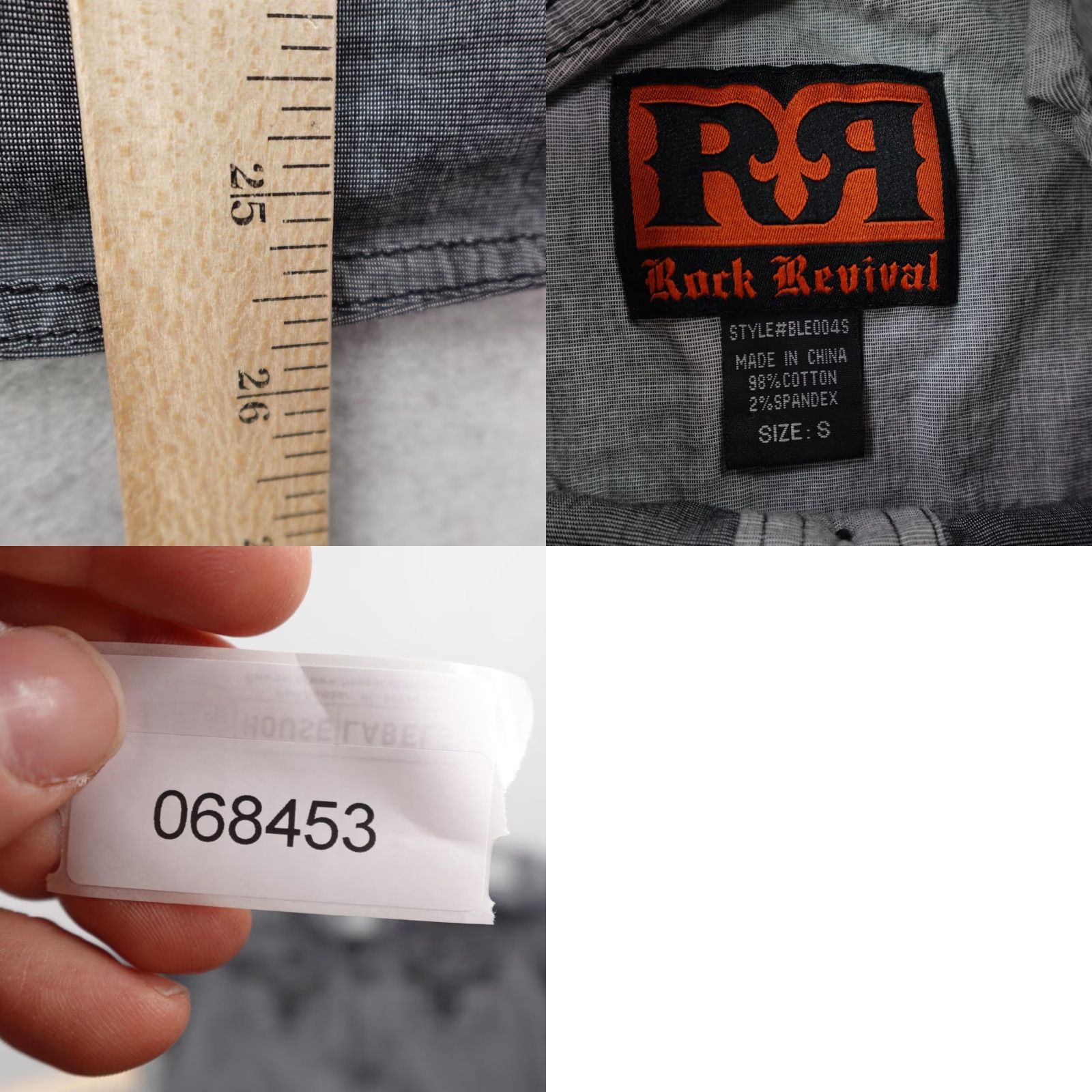 Vintage Rock Revival Shirt Mens Small Gray Button-Up Short Sleeve Embroidered Roll Tab Size US S / EU 44-46 / 1 - 8 Thumbnail