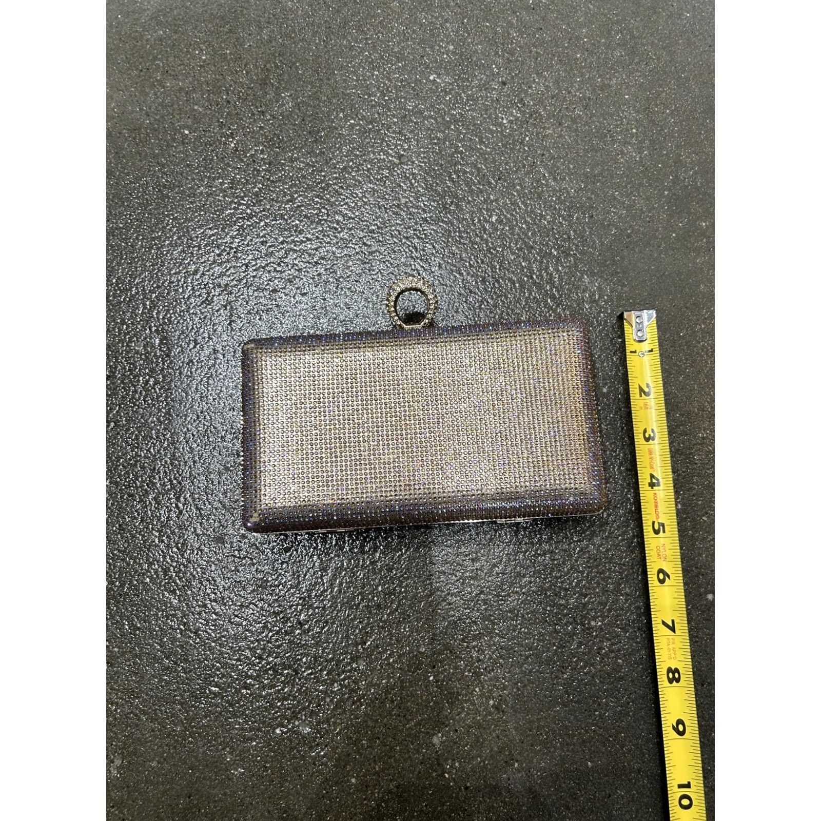 Vintage Crystal Clutch Bag Womens Small Gold Ring Handle Evening Purse Rhinestone Ring Clasp Detachable Strap Satin Beige Gold-tone Hardware Mens Womens Size ONE SIZE - 3 Thumbnail