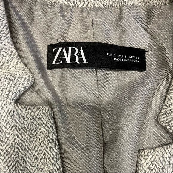 Zara Zara Gray Herringbone Long Coat Size S / US 4 / IT 40 - 2 Thumbnail
