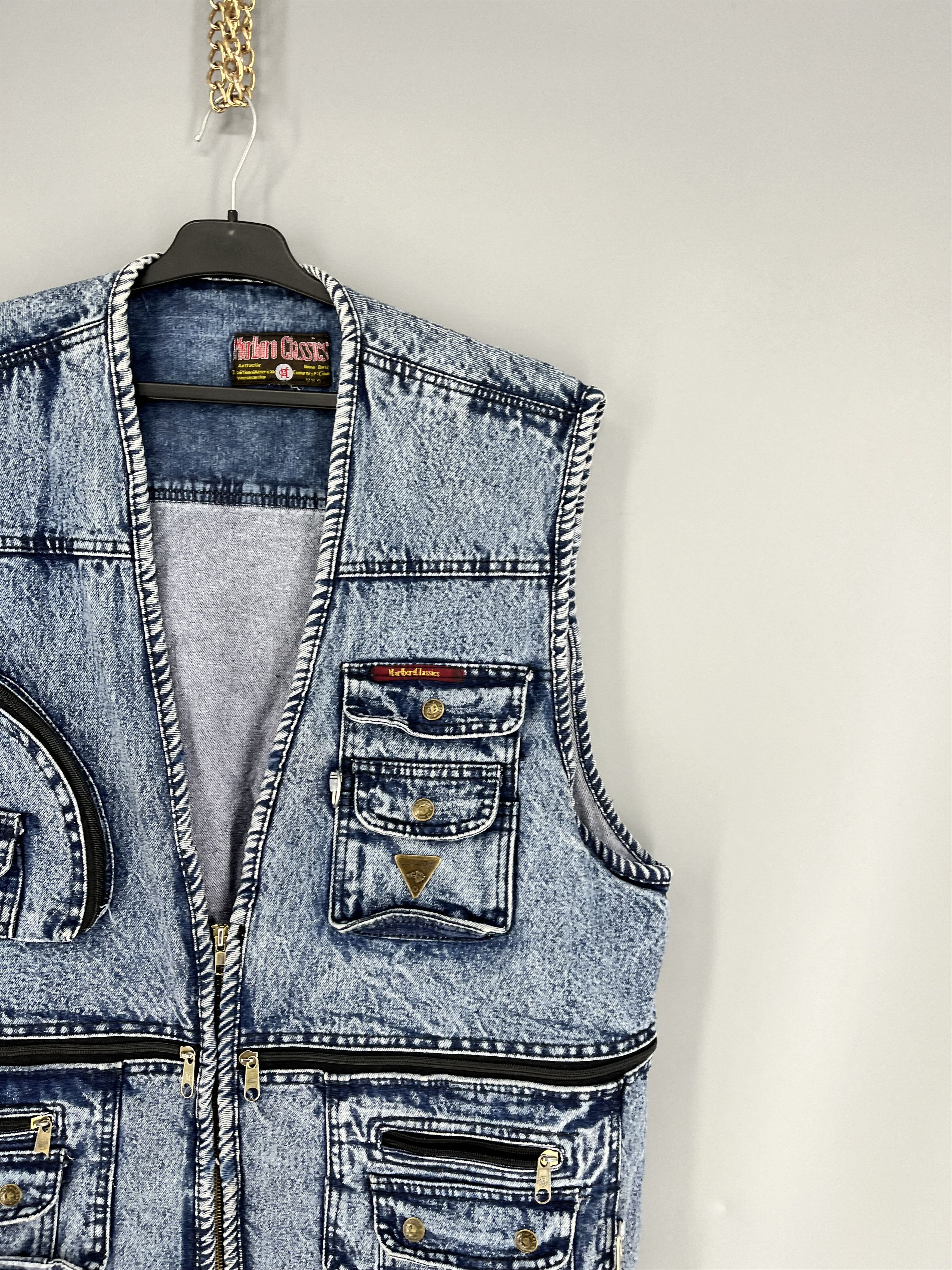 Marlboro Marlboro Classics Vintage Washed Multi-Pocket Denim Vest Size US M / EU 48-50 / 2 - 5 Thumbnail