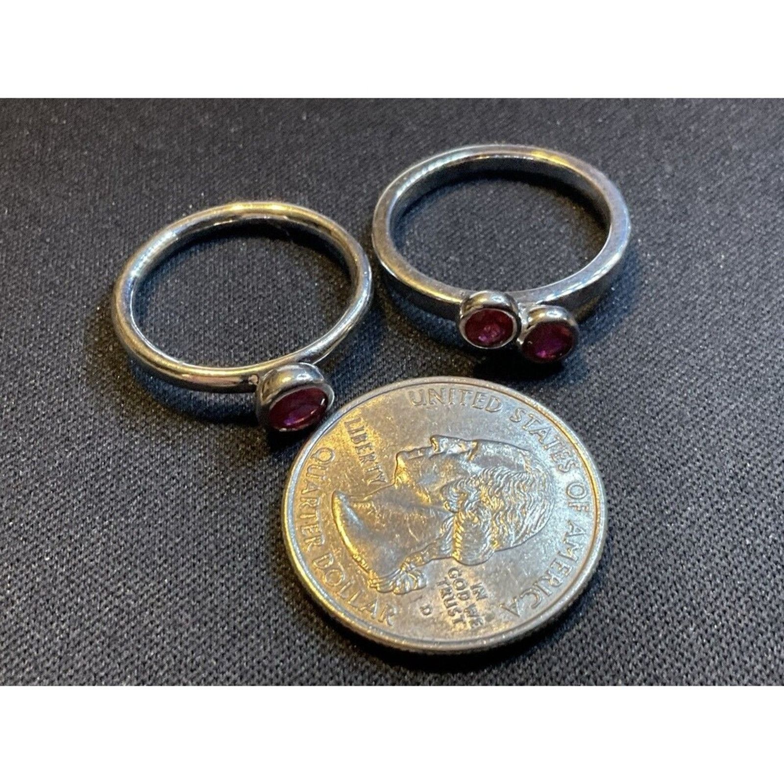 Other 925 Sterling Silver 2 Ring Set Pink Topaz Stones Size 8 Size ONE SIZE - 7 Thumbnail