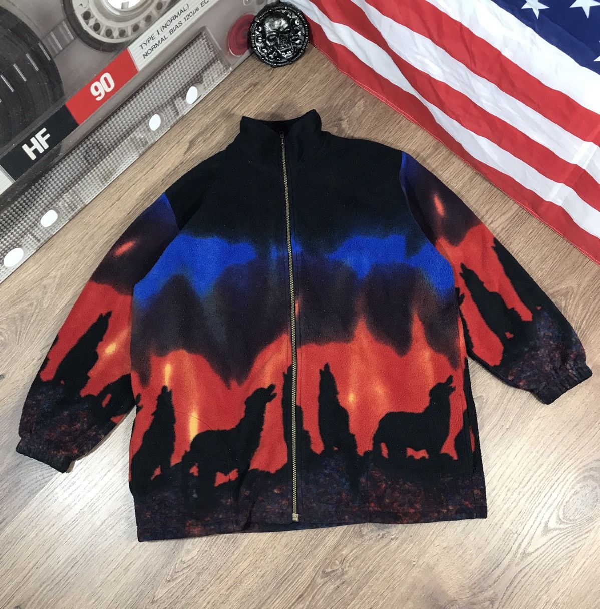 Vintage Jacques Lorant Wolf Animal Fleece Jacket Kanye West Style Size US XL / EU 56 / 4 - 1 Thumbnail