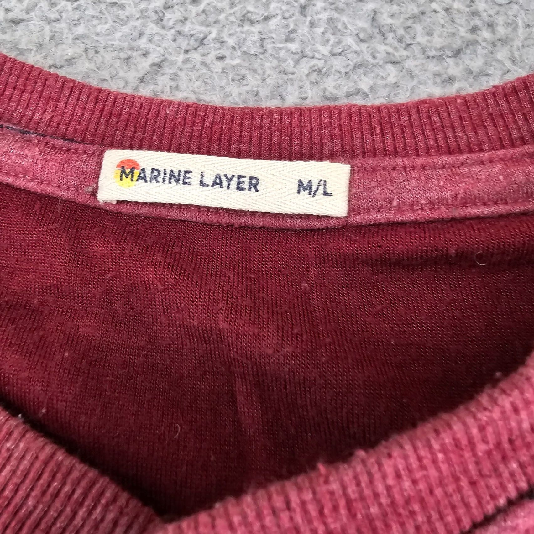 Marine Layer Marine Layer Shirt Adult L Red Striped Henley Long Sleeve Knit Pullover Button Cotton Mens Size US L / EU 52-54 / 3 - 3 Thumbnail