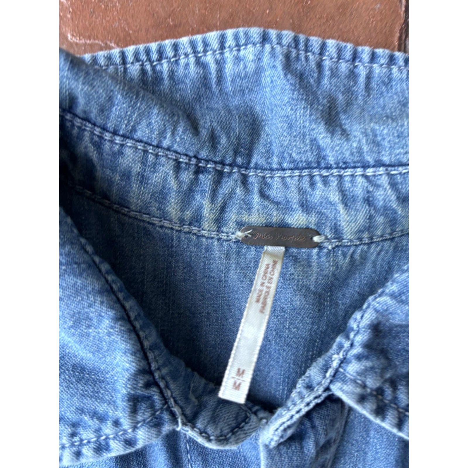 Free People Free People Denim Romper Women Medium Blue Jean Long Sleeve Utility Size M / US 6-8 / IT 42-44 - 2 Thumbnail