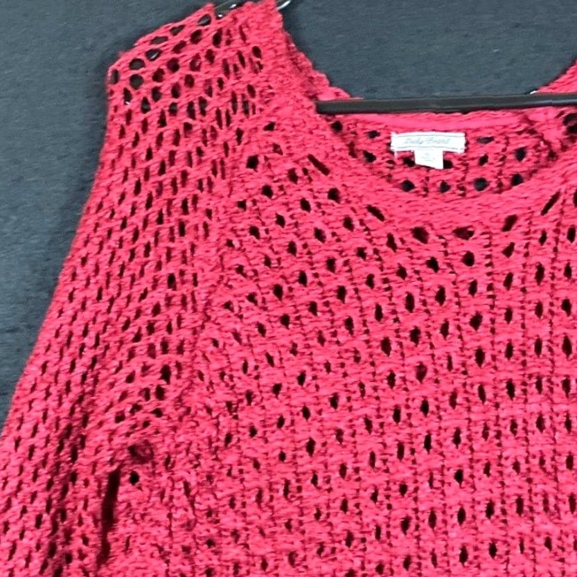 Lucky Brand Lucky Brand Womens Sweater Metallic Red Open-Knit Pullover S Short Sleeve Casual Workwear Party/Cocktail Knit Slim Relaxed Mens? Size S / US 4 / IT 40 - 4 Thumbnail