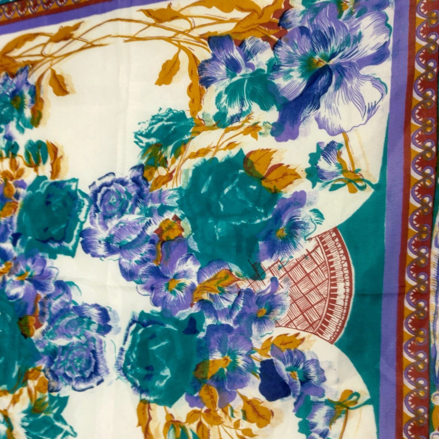 Altea Martinique Scarf Floral Tapestry Boho Bandana 29.5" x 30.5" Maroon Teal Purple Multicolor Polyester Polyester Rectangle Scarf Size ONE SIZE - 5 Thumbnail