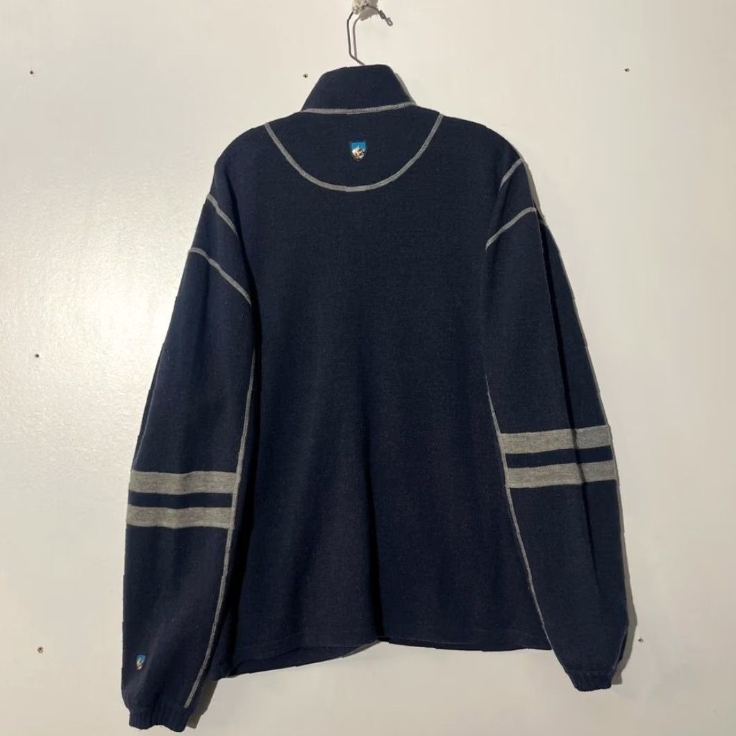 Vintage KUHL Mens Full Zip Sweater Navy Blue Striped 100% Merino Wool Knit Lined L Mens L Size US L / EU 52-54 / 3 - 5 Thumbnail