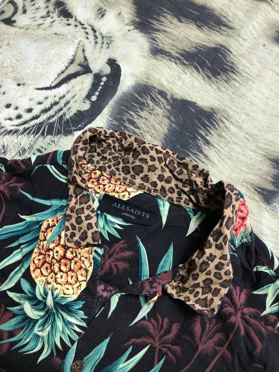 Allsaints Dark Hawaiian Shirt Vintage Floral Hawaiian Casual Shirt Size US M / EU 48-50 / 2 - 5 Thumbnail