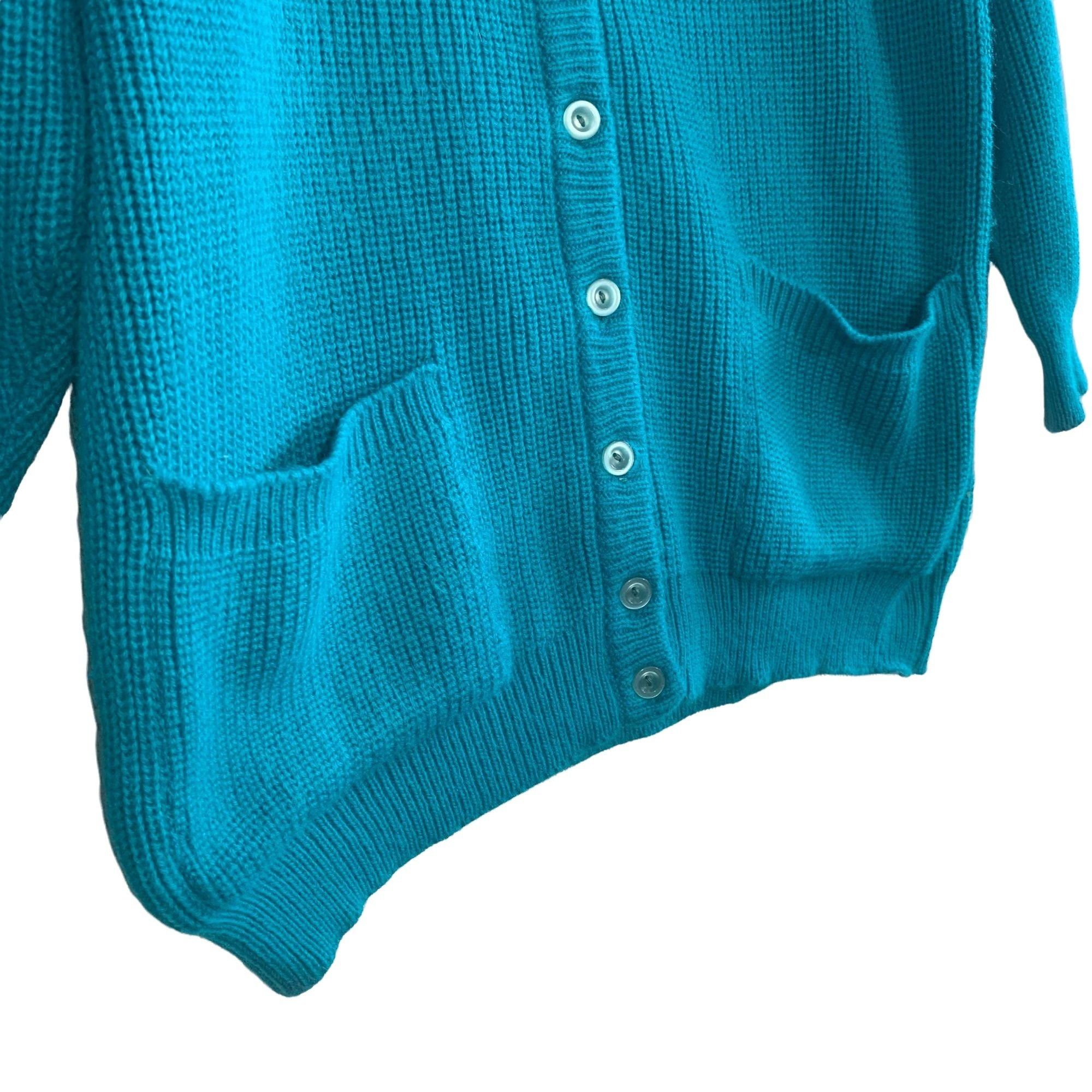 Vintage Vintage Andrew St. John Turquoise Sweater Cardigan S Size S / US 4 / IT 40 - 4 Thumbnail
