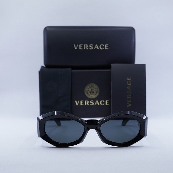 Versace Versace VE4466U GB1/87 Sunglasses Black Geometric Frame Size ONE SIZE - 11 Thumbnail