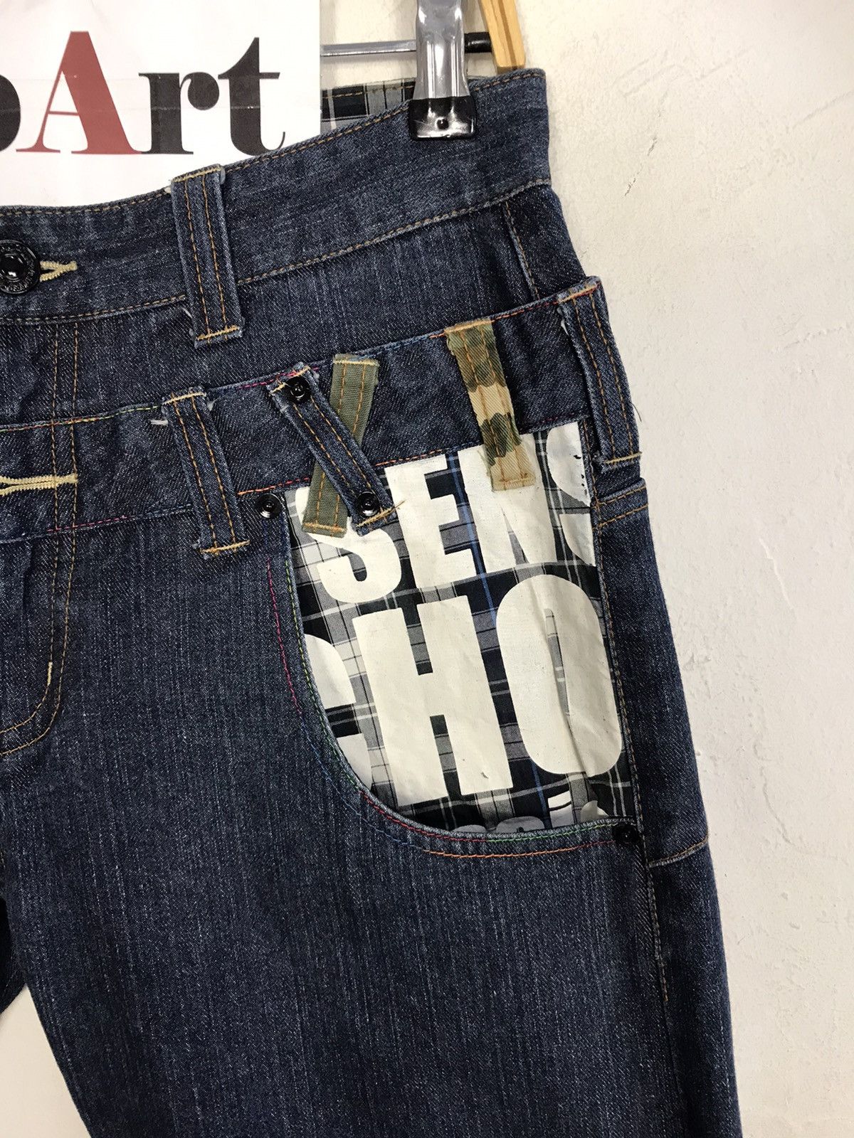 Japanese Brand × Jean × Vintage Double Waist Dominate Hickory Pocket Vtg Japan Denim Jeans Size US 29 - 5 Thumbnail