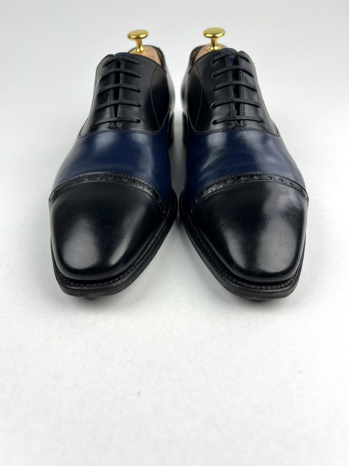 Salvatore Ferragamo SALVATORE FERRAGAMO Leather Oxfords Shoes Black/Blue Men’s Size US 10.5 / EU 43-44 - 5 Thumbnail