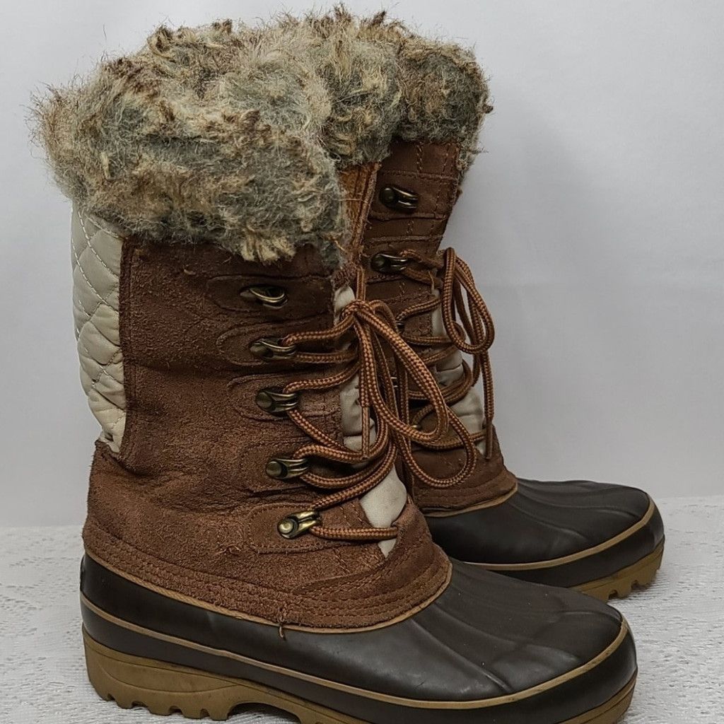 The Unbranded Brand Khombu Nordic faux fur lace up winter snow cold boots sz 6 Size US 6 / IT 36 - 5 Thumbnail
