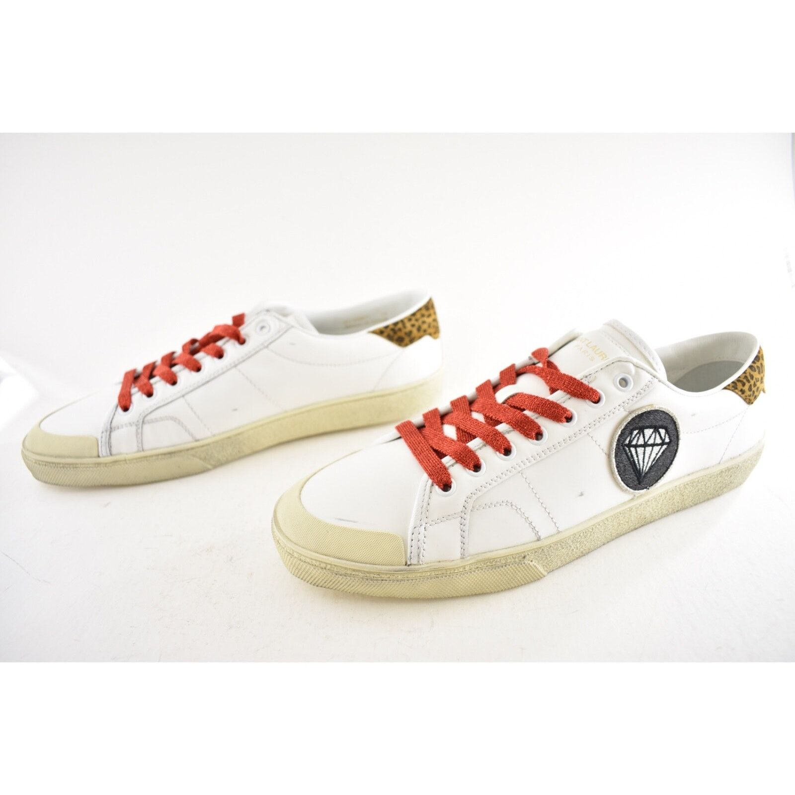 Yves Saint Laurent Saint Laurent Mens SL 37 Court Diamond White Flat Low Top Size US 11 / EU 44 - 12 Thumbnail