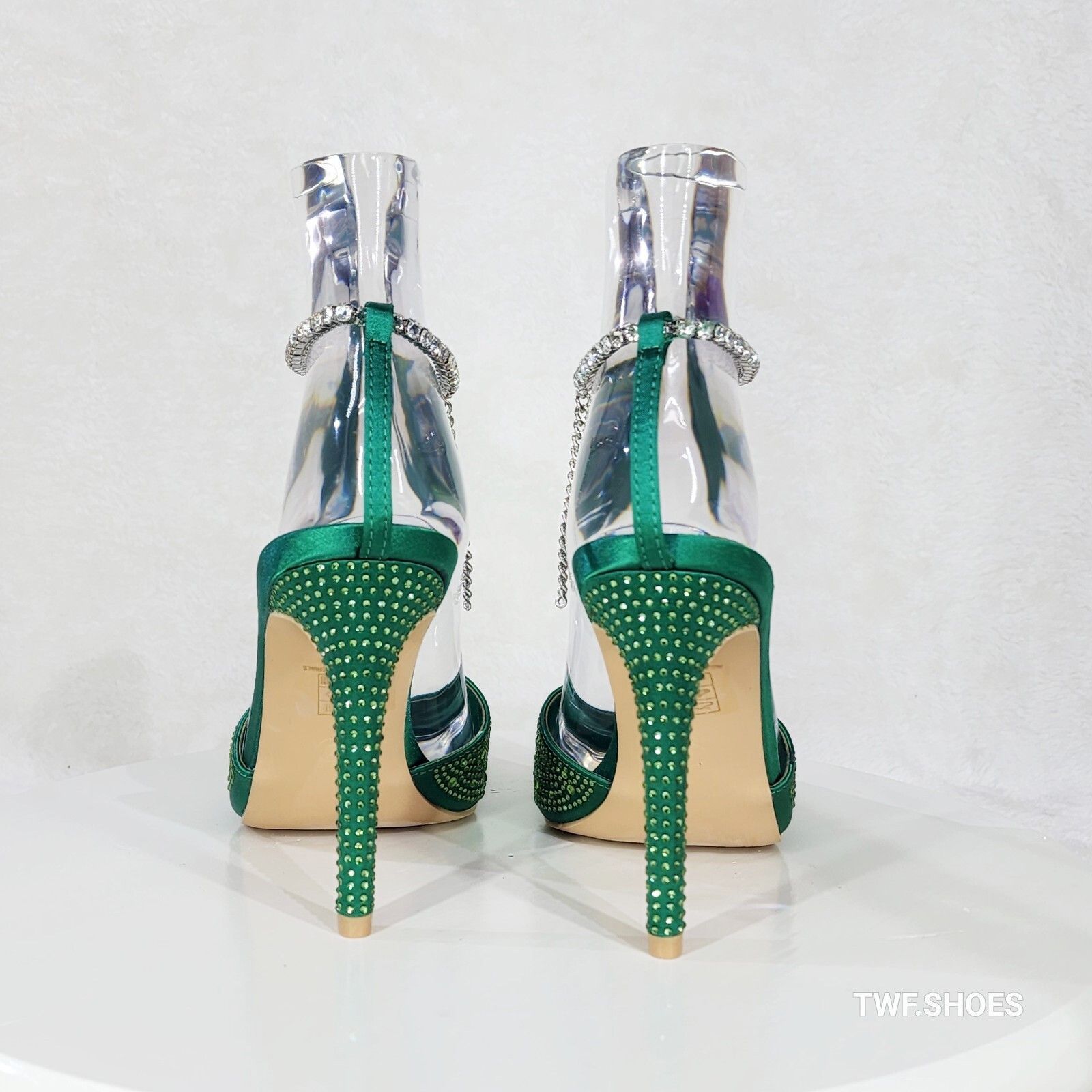 Other Simply Sexy Slip on Ankle Bracelet Green Rhinestone Pointy T Size US 8.5 / IT 38.5 - 2 Thumbnail