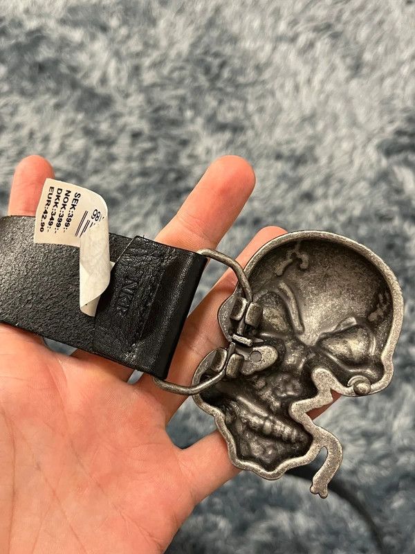 Affliction Skull Belt Leather Swag Size 36 - 2 Thumbnail