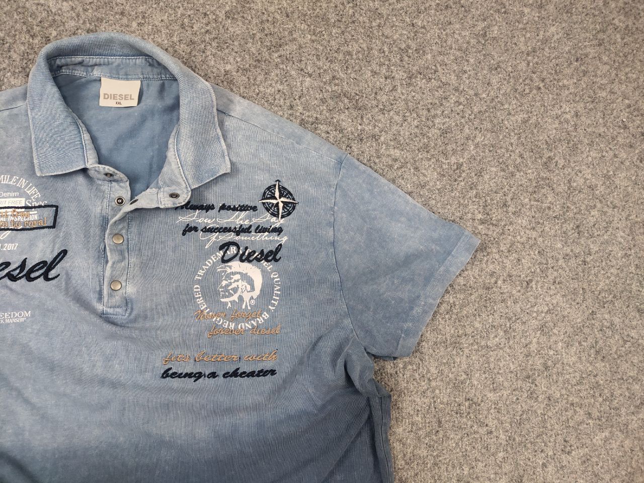 Diesel Vintage Y2K Diesel Overprint Gradient Logo Polo T shirt Size US XL / EU 56 / 4 - 5 Thumbnail