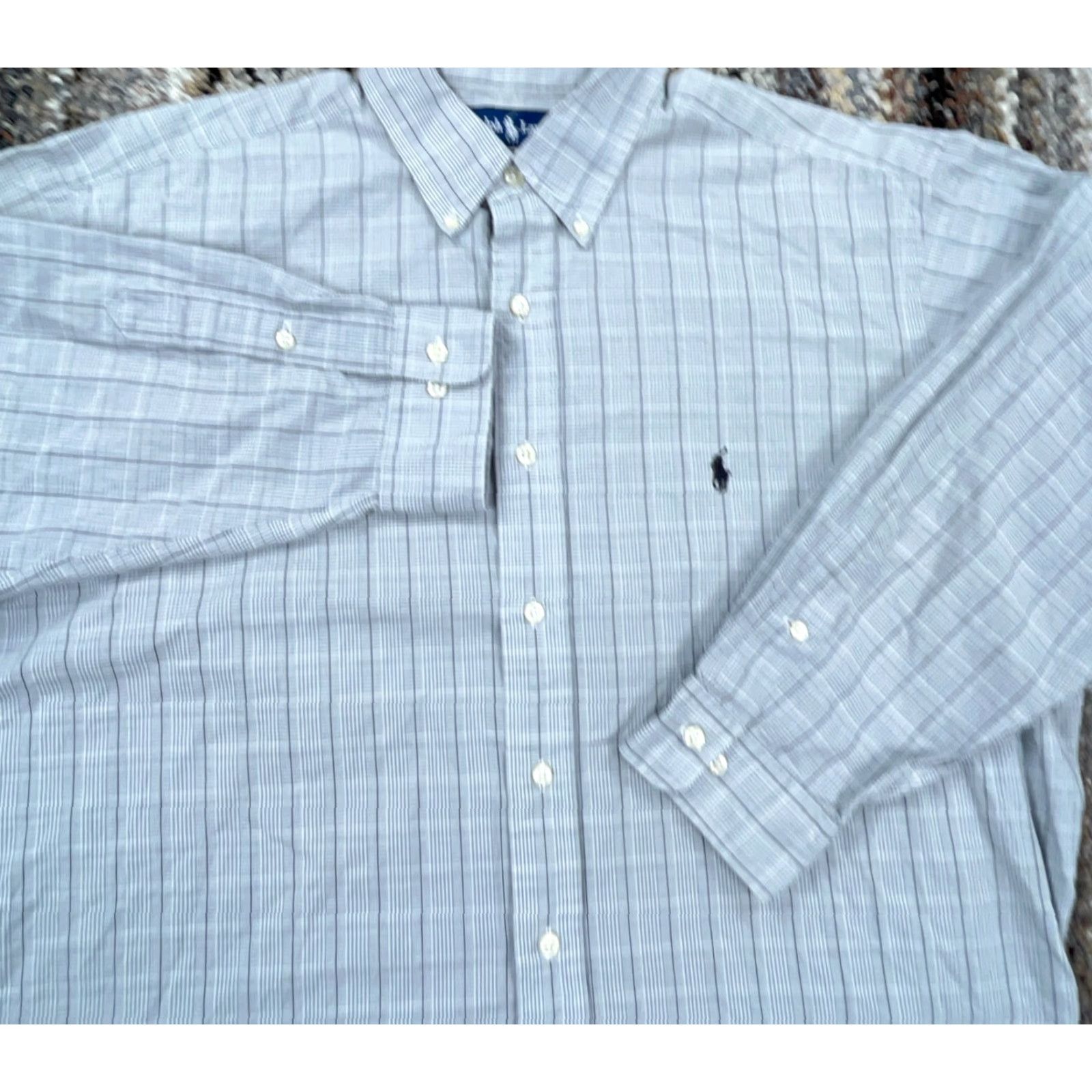 Ralph Lauren Ralph Lauren Shirt Men 17 32 Gray Button Up Glen Plaid Yarmouth Poplin XL Dress Size 46R - 4 Thumbnail