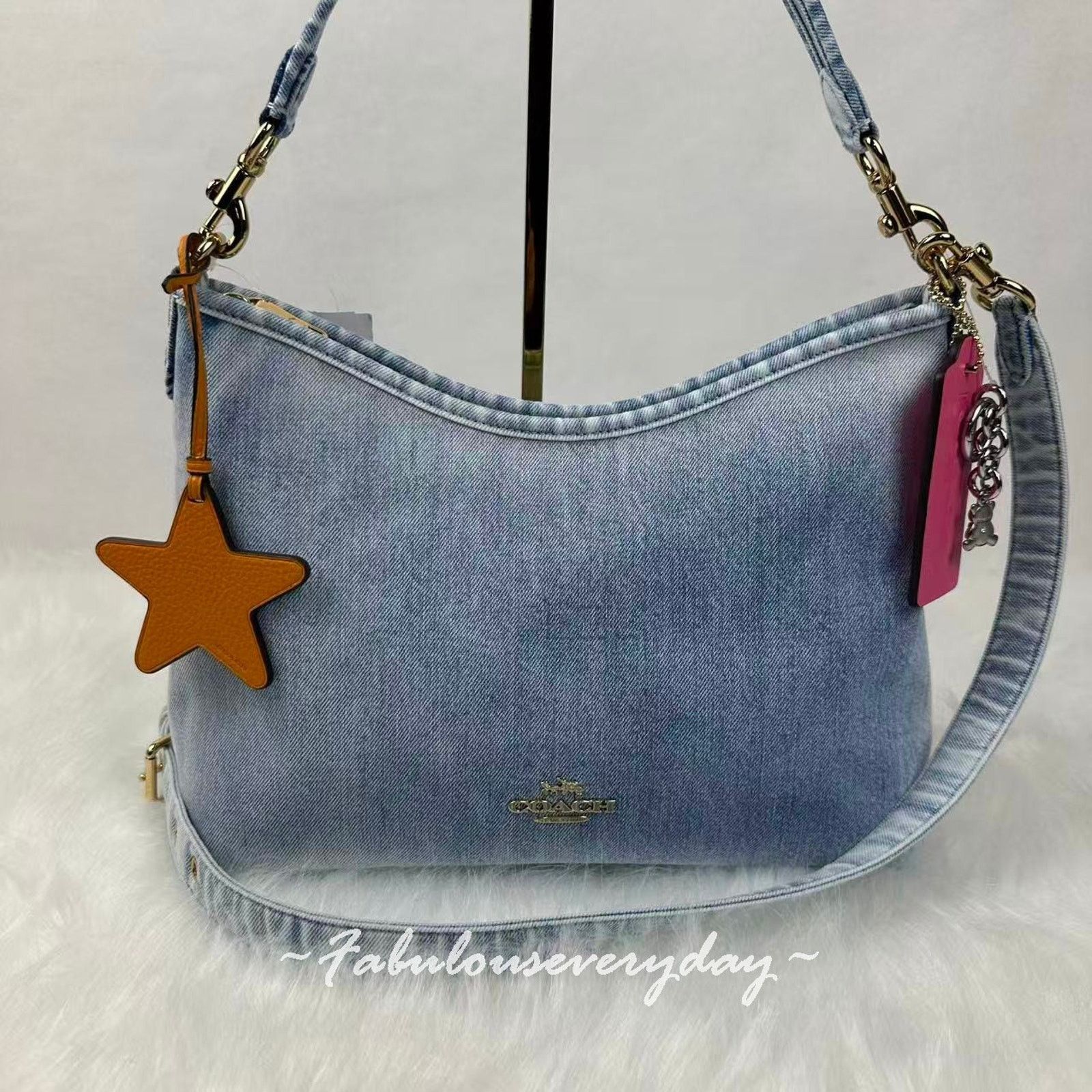 Coach Coach Laurel Shoulder Xbody Loved Denim Charms Light Indigo Size ONE SIZE - 2 Thumbnail