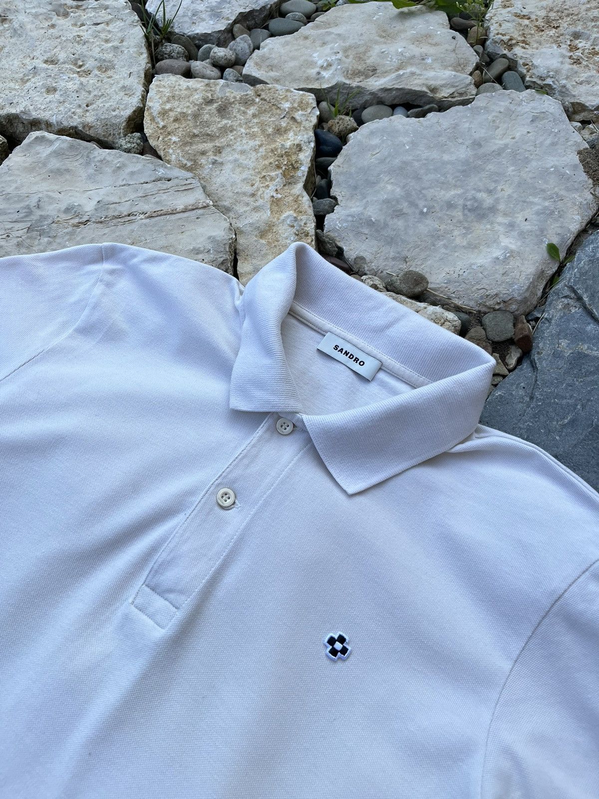 Designer × Sandro Sandro Paris cross chest logo flower aesthetic polo tee Size US M / EU 48-50 / 2 - 8 Thumbnail