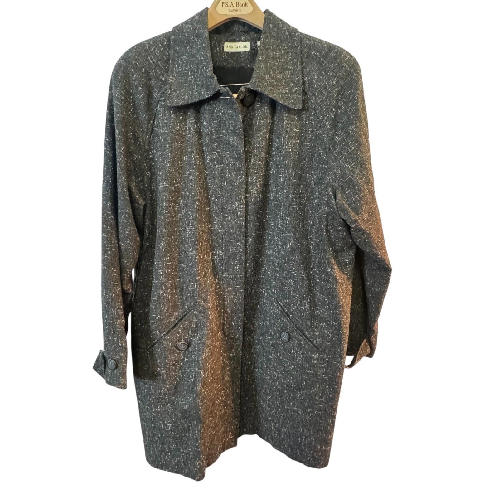 Ann Taylor Vintage Ann Taylor Tweed Coat Gray Button Front Size Large Size L / US 10 / IT 46 - 4 Thumbnail