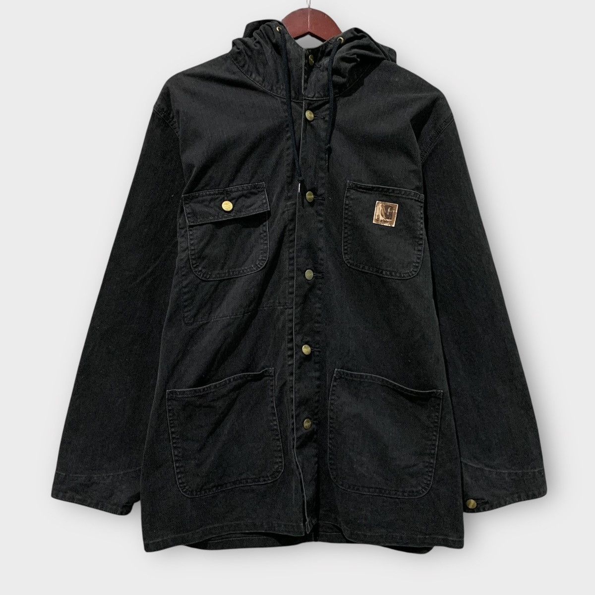 Carhartt VINTAGE CARHARTT DENIM HOODIE CHORE JACKET BUTTON BLACK Size US L / EU 52-54 / 3 - 1 Thumbnail