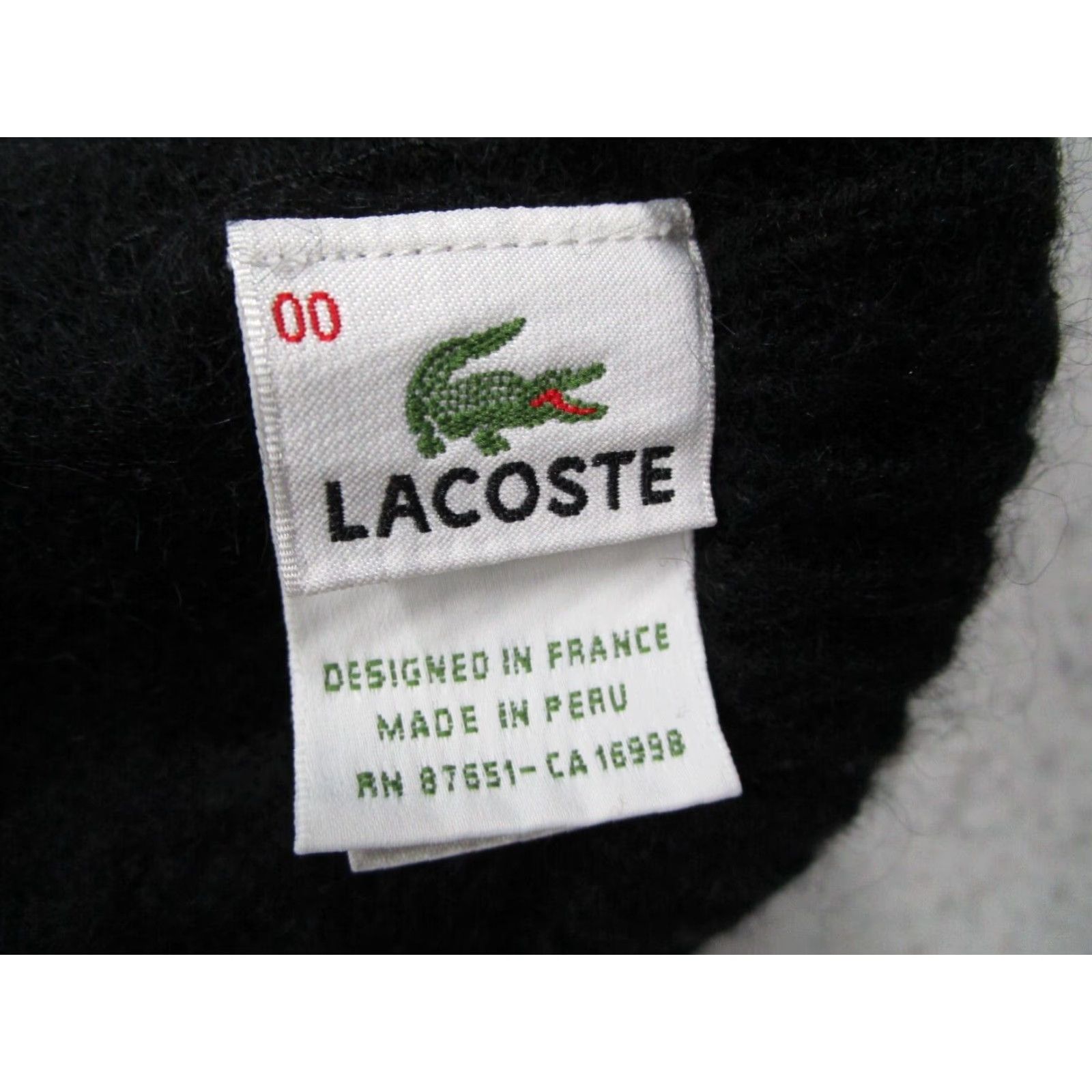 Lacoste VINTAGE Lacoste Hat Women XS Black Alpaca Blend Knit Beanie Crocodile Made in Peru Size ONE SIZE - 4 Thumbnail