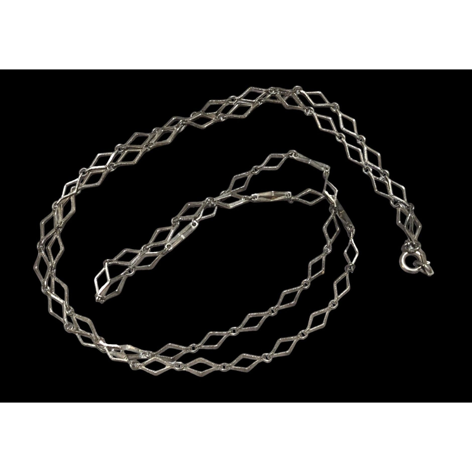 Other Vintage Silver Diamond Link Chain Necklace Size ONE SIZE - 1 Thumbnail